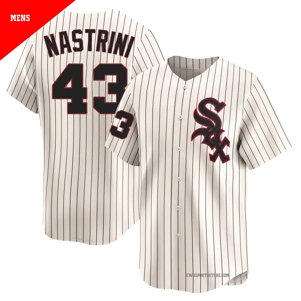 Men's ＃43 Nick Nastrini Chicago White Sox Cream Limited Throwback Cooperstown Jersey