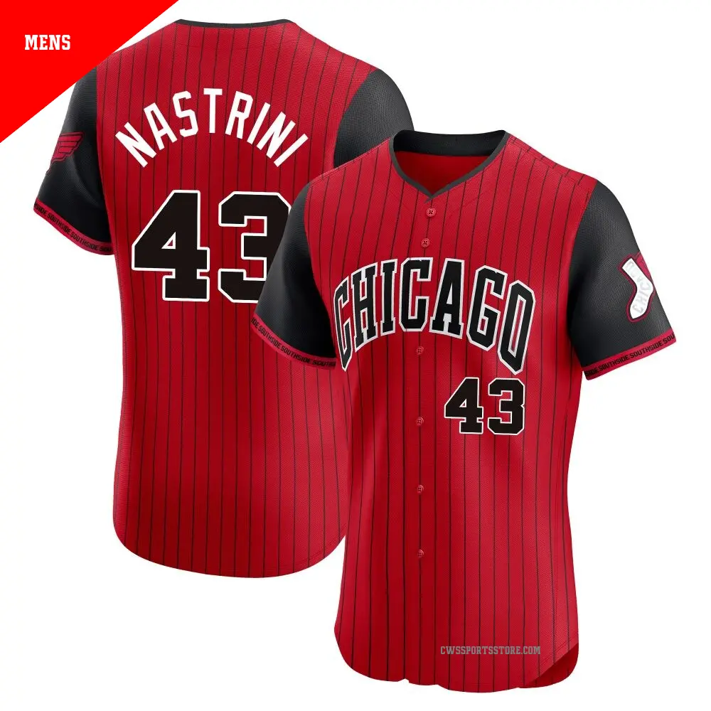 Men's ＃43 Nick Nastrini Chicago White Sox Red/Black Elite 2025 City Connect Jersey