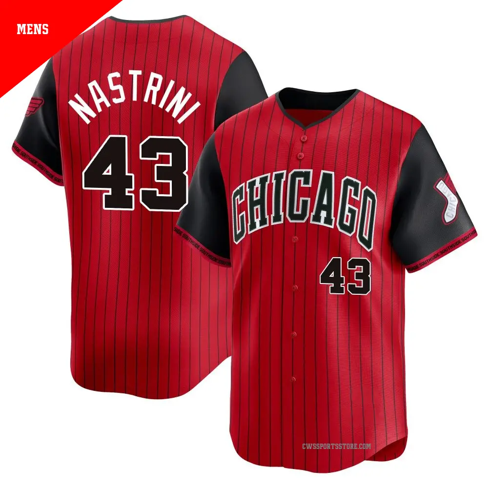 Men's ＃43 Nick Nastrini Chicago White Sox Red/Black Limited 2025 City Connect Jersey