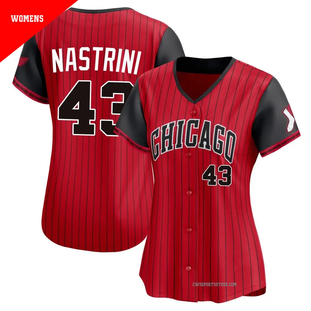 Women's ＃43 Nick Nastrini Chicago White Sox Red/Black Limited 2025 City Connect Jersey