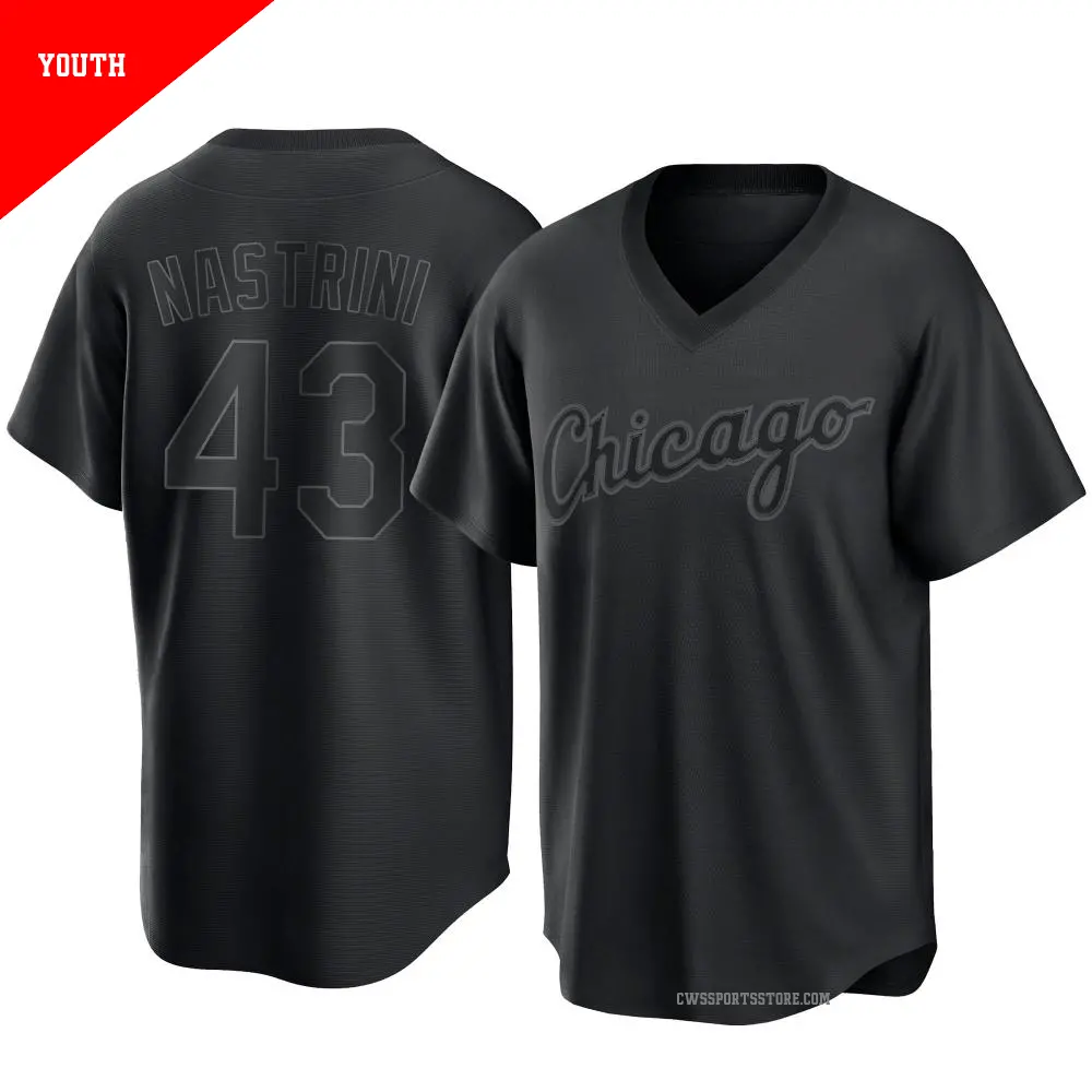 Youth ＃43 Nick Nastrini Chicago White Sox Black Replica Pitch Fashion Jersey